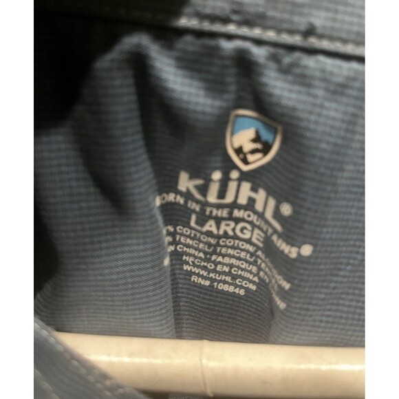 Kuhl Shirt Mens Large Long Sleeve Pearl Snap Blue Shirt Born In The Mountains - Picture 3 of 5